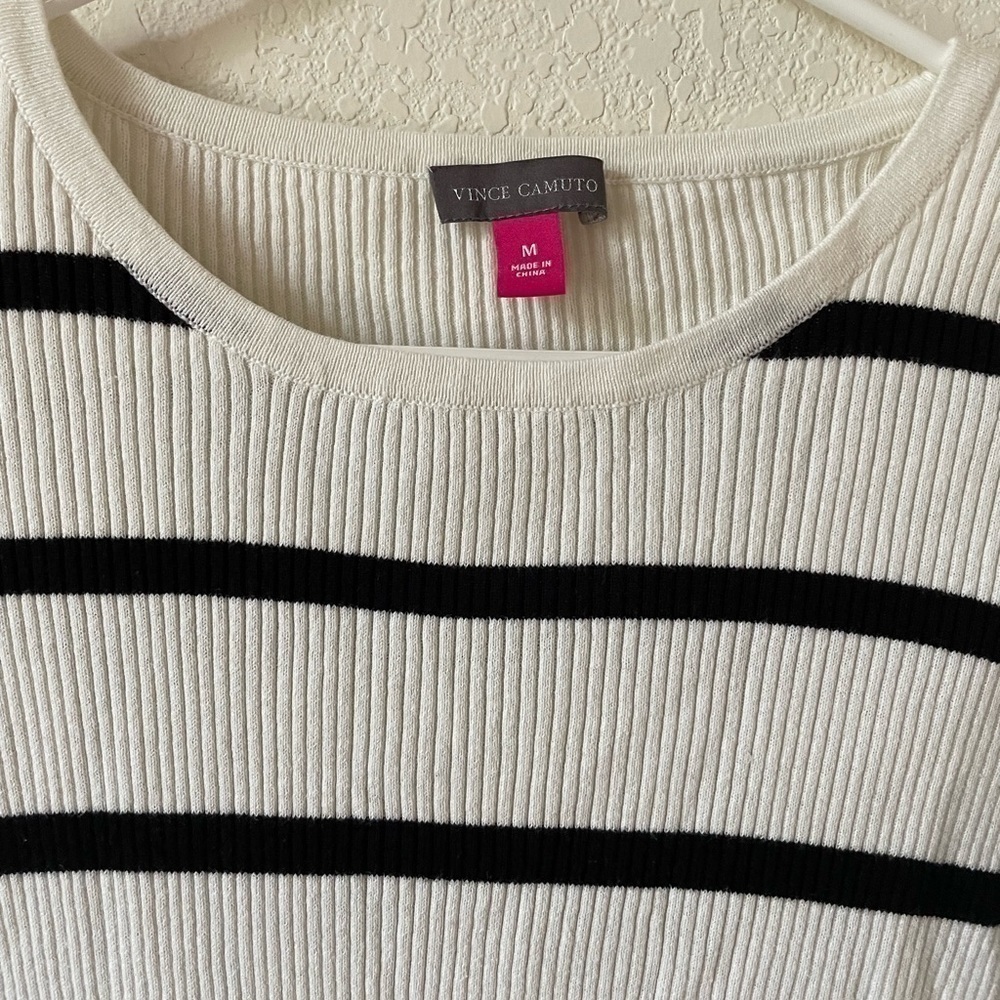 Vince Camuto black and white striped sweater - Picture 2 of 3
